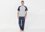 Two Piece Mens Luxury Sleepwear 100% Combed Cotton Jersey Pyjamas Classic Style