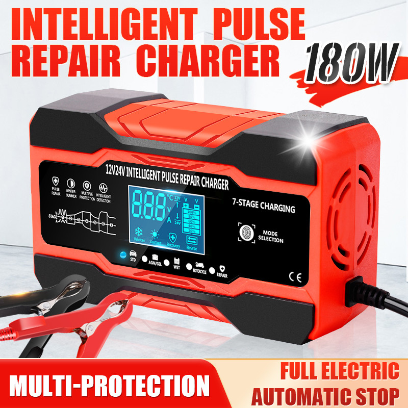 600W Intelligent Pulse Repair Battery Charger 12V 24V For Motorcycle