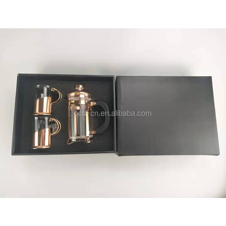 Borosilicate Glass French Press Travel Mug Rose Gold Portable 1000ml Stainless Steel French Press Coffee Makers Coffee