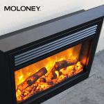 Glass Fake Charcoal Wood Mantel Fireplace Electric Freestanding Beveled 28"