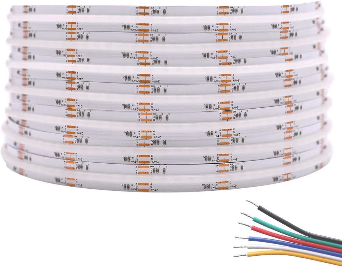 Bright 5M RGBCCT COB LED Strip Lights 21W 840LEDs DC 24V