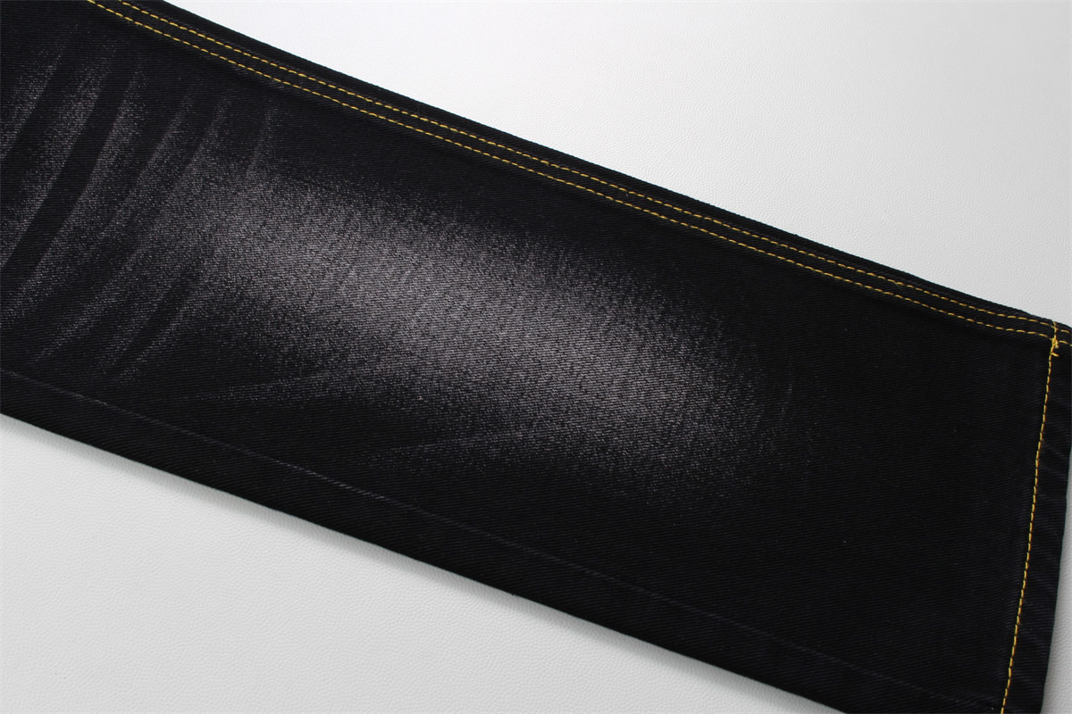 190cm 12oz Black Black Cotton Polyester Rigid Denim Fabric For Jeans