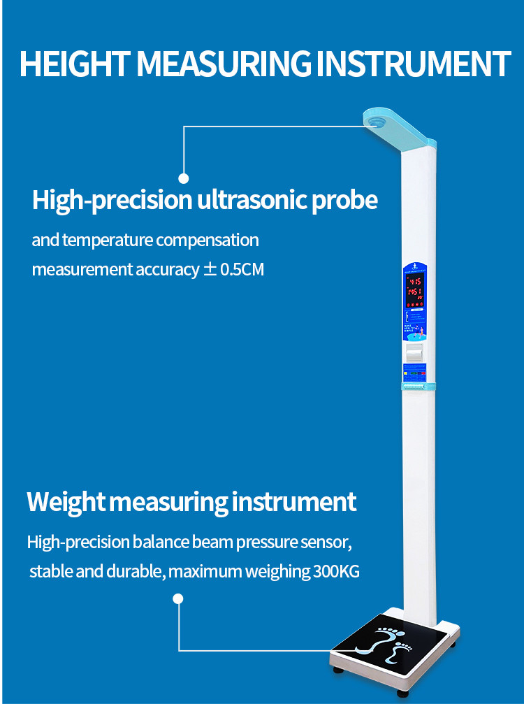LED Display Weight Height Human Measurement Scale With Printer For Supermarkets