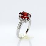 White Gold Plated 9mmX11mm Pink Cubic Zirconia Silver Ring(F45)