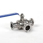 Sanitary Stainless Steel 304 316 316L Tri Clamp 3-Way Sanitary Ball Valve Type T
