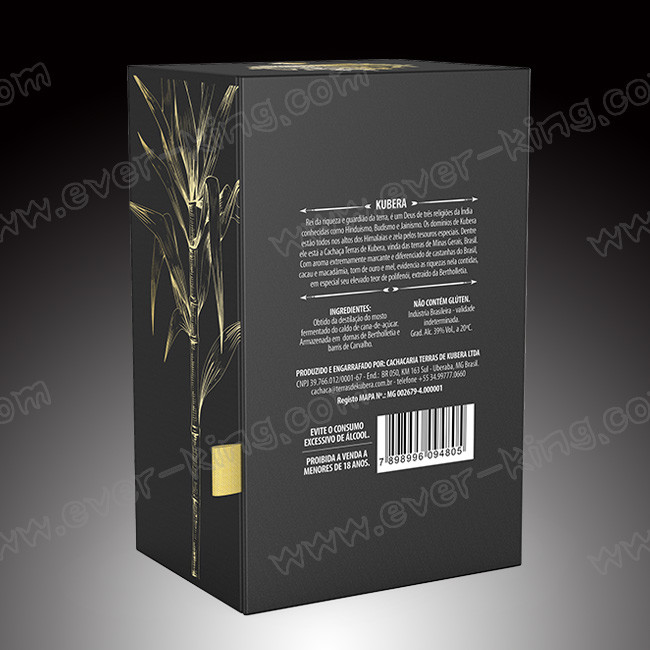 Custom Luxury Matt Black Rigid Cardboard Liquor Packaging Boxes With Two Cups