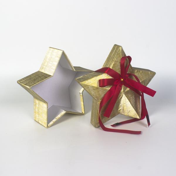 Customized Gold Star Gift Box, Red Ribbon Wedding Candy Box, Exquisite Holiday