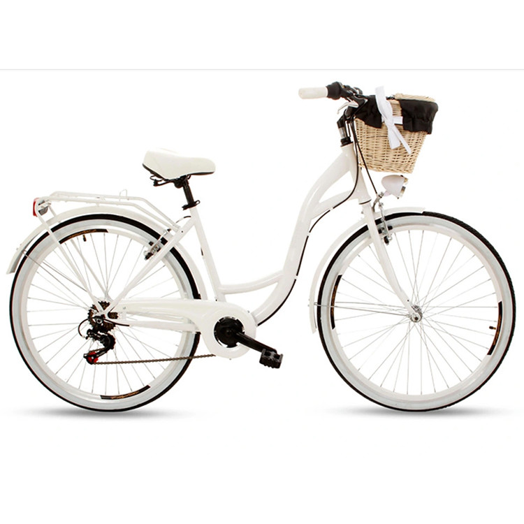 26 Inch 7 Speed Steel City Bikes Womens Classic Bike With Wood Basket