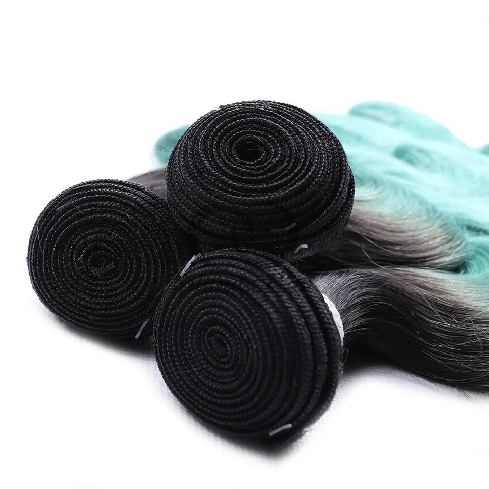#T1B/Green Body Wave Remy Human Hair Bundles Sew In Weave Bundles Brazilian Bundle Deals