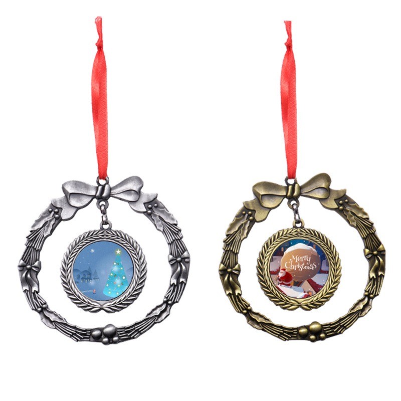 Round Sublimation Blank Wreath Metal Hanging Ornament Sublimation Christmas Decorations