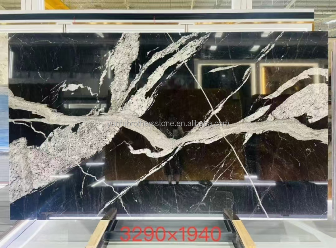 Hotel Polished Black Ink Impression Marble Natural Stone Bathtub for Home Bathroom