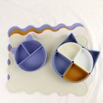 Cat Shape Silicone Tableware Set , Silicone Divided Cat Plate Cat shape spoon