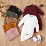 Custom Design Cotton Baby Clothes Baby Boy Romper Rib Knitting Unisex Onesie