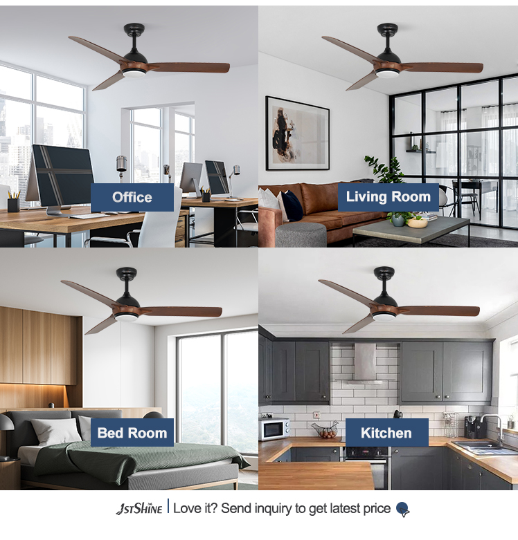 Energy Saving 1stshine LED Ceiling Fan 52 Inches 3 ABS Blades with Smart Remote Control