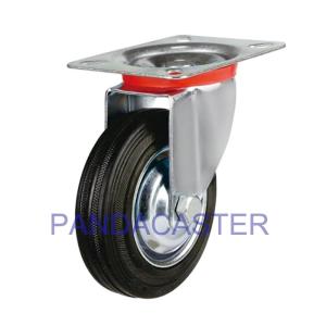 Quality 4 Inch Black Rubber Industrial Caster Wheels Rubber Wheel Top Plate wholesale