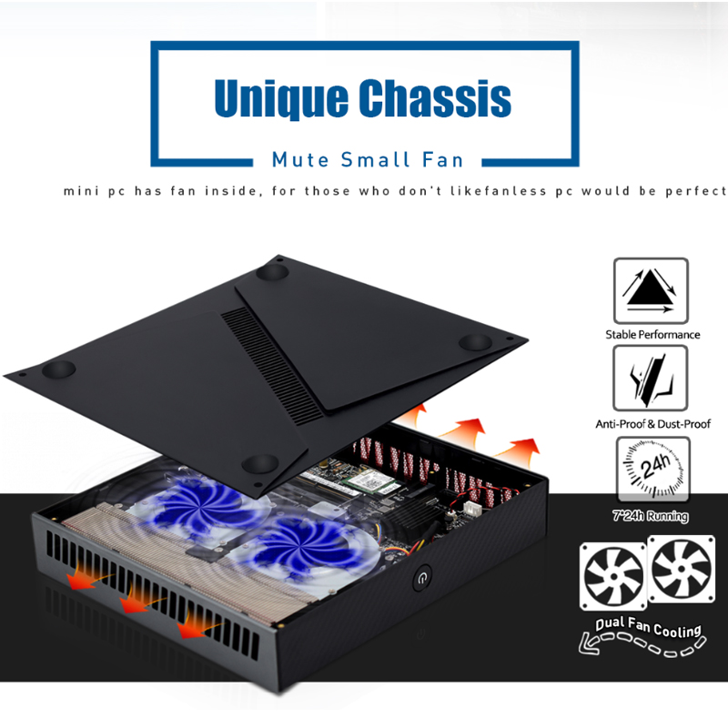 Dual 4k Output Industrial Mini Computer I9 9880H 8 Core 16threads Dual Fan Cooling