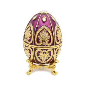 Quality Red Egg Trinket Box Easter Egg Jewelry Box Russian Craft Collectible Easter Gifts Rrussian Faberge Egg jewelry box wholesale