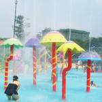 Colored Mushroom Fiberglass Water Park Spray Games