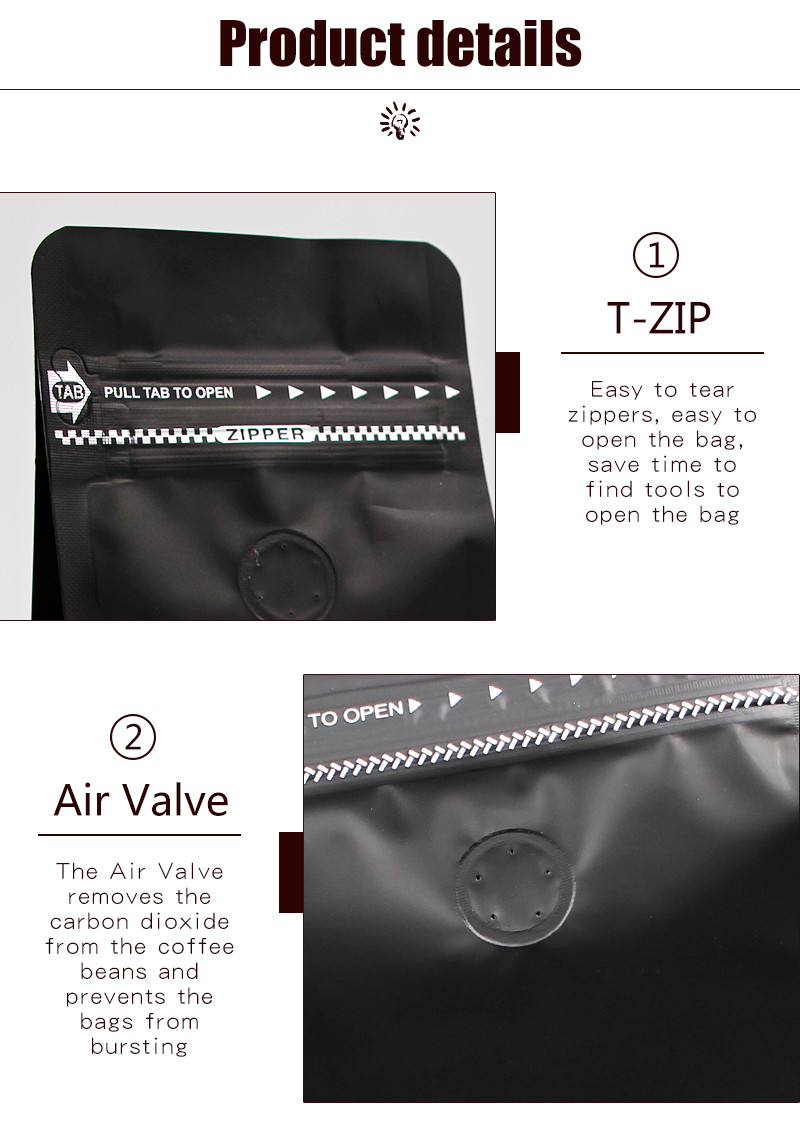 500g 1000g Coffee Packaging Bags Custom Printed Flat Bottom 200mic With Tin Tie / Valve