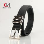 Custom Ladies Leather Belt Classic Square Sliver Pin Buckle Denim Belt