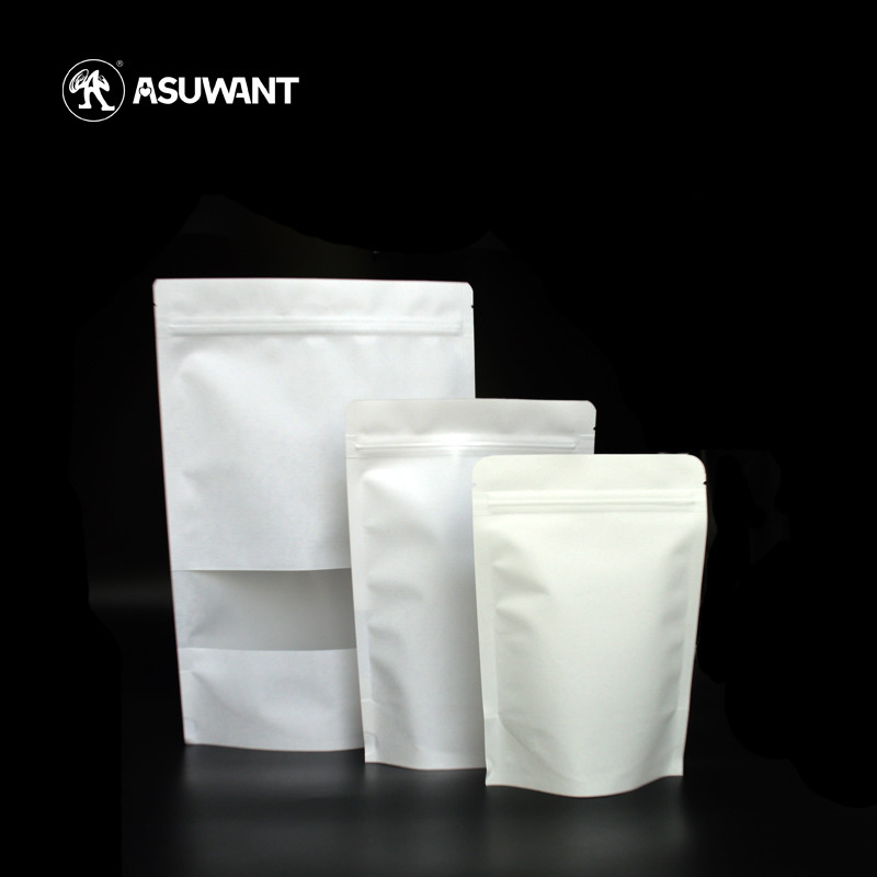Custom Print Kraft Paper Zipper Bags Clear Matte Window With Thickened Bottom