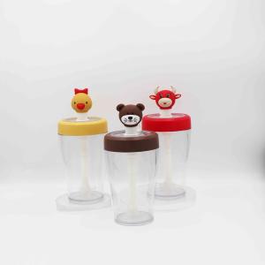 Quality Custom Logo BPA Free Tritan Wide Mouth Plastic Water Bottle With Cartoon Stopper wholesale