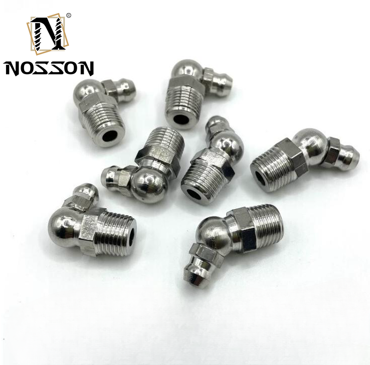 Female Connection 90 Degree Nipple Grease Fitting for White Grease Gun Nozzle and Customized Size Grease Hose
