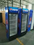 Beverage Glass Door Display Cabinet Gold Series Vertical Refrigerated
