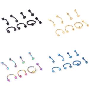 Quality 16G Titanium Anodized Stainless Steel Body Jewelry Helix Piercing Ear Eyebrow Nose Lip Captive Rings Freeshipping wholesale