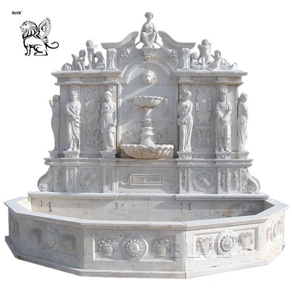 Marble Wall Fountains Italian Glorious Lion Head And Figure Relief Stone Garden