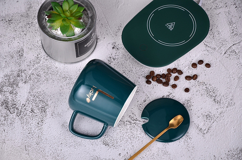 Elegant Minimalist Personalized Ceramic Coffee Mugs Ceramic Mug With Heating Pad 420ml Heated Base Temperature Control Customizable Colors Easy To