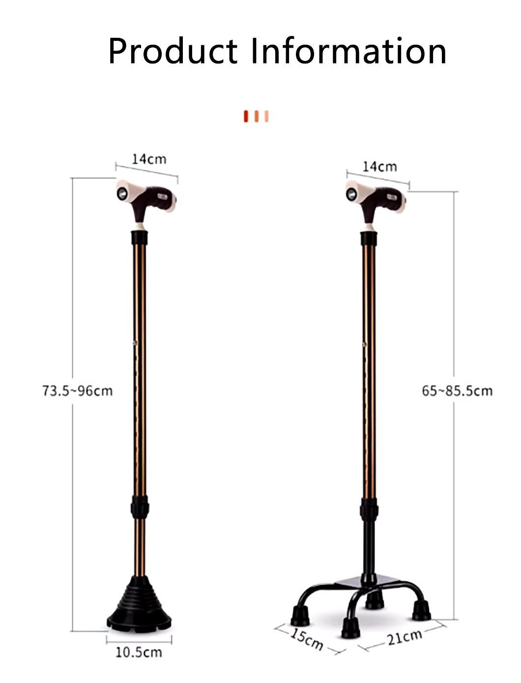 Premium Aluminum Brown Walking Cane with Quad Base for Stability