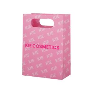 Quality Recyclable Pink Paper Bags Gift Cosmetic Packaging With Die Cutting Handle wholesale