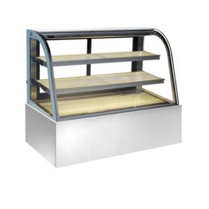 China 1.2m Refrigerated Cake Display Case, Curved Glass Pastry Chiller With Fan Cooling on sale