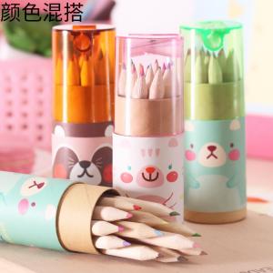Quality Pencil 12 Colored Pencils With Topper Sharpener Tube Packing Colorful Wooden Pencil wholesale