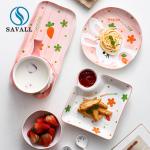 OEM ODM Pink 21pcs Childrens Ceramic Dinner Set Home Hotel Use