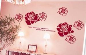 Quality Red flower Non-Toxic Removable PVC Removable Wall Sticker A0121 wholesale
