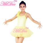 Floral Ruffle Ballet Dance Costumes Curling Hem Dress Back Cross Straps