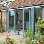 5mm Tempered Glass Commercial Aluminium Doors , Aluminum Frameless Folding