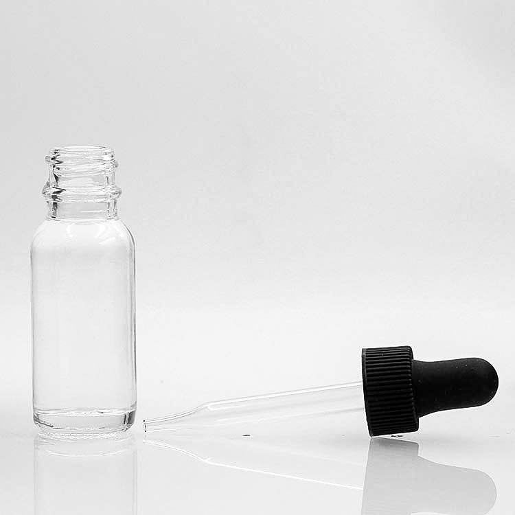 Plastic PP 15ml Boston Glass Bottles Clear Round For Massage Oil