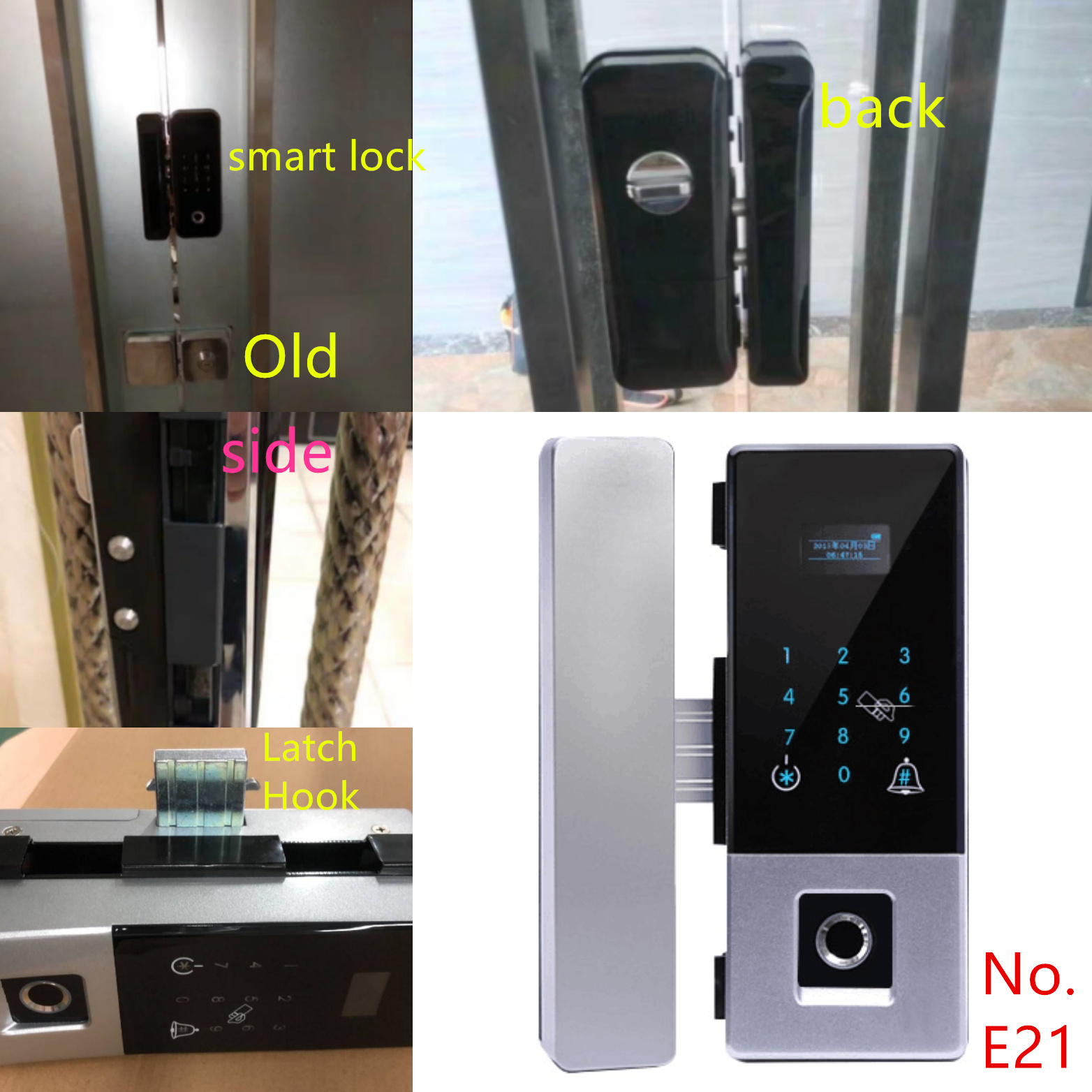 Sliding Mab Glass Electric Door Bottom Patch Lock Black / Silver Color