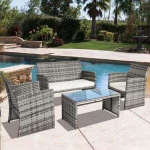 Quality High Quality Aluminum Frame Modern PE Rattan Woven Wicker Handmade Sofa Coffee Table Set Outdoor Indoor Furniture wholesale