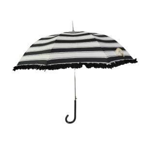 Quality Striped Pongee Fabric Straight Umbrella With Flower Edge wholesale