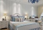 Blue and White Stripes Pattern European Style Living Room Wallpaper