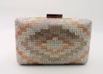 Rainbow Color Champagne Clutch Bag , Crystal & Satin Fabric Box Evening Bags