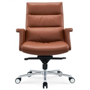 Quality Ergonomic Office Chair Flexible Chrome Wheel Convenient Swivel Leather PU Boss Manager Staff Chair Modern Revolving Massage wholesale