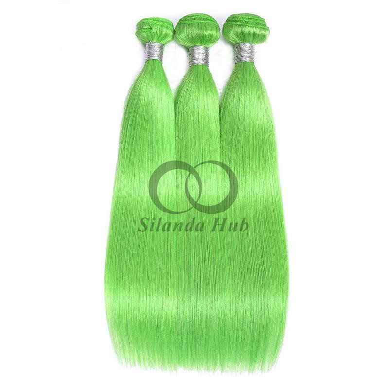 Green Straight Remy Human Hair Bundles Sew In Weave Bundles Brazilian Bundle Deals