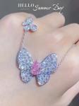 Custom Lab Diamond Pendant Necklace Pear Cut Butterfly Shape 1.67ct