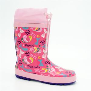 Quality OEM Kids Mermaid Flexible Printed Rain Boots With Strap wholesale