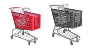 Quality 90-210L plastic shopping trolley with four wheels wholesale